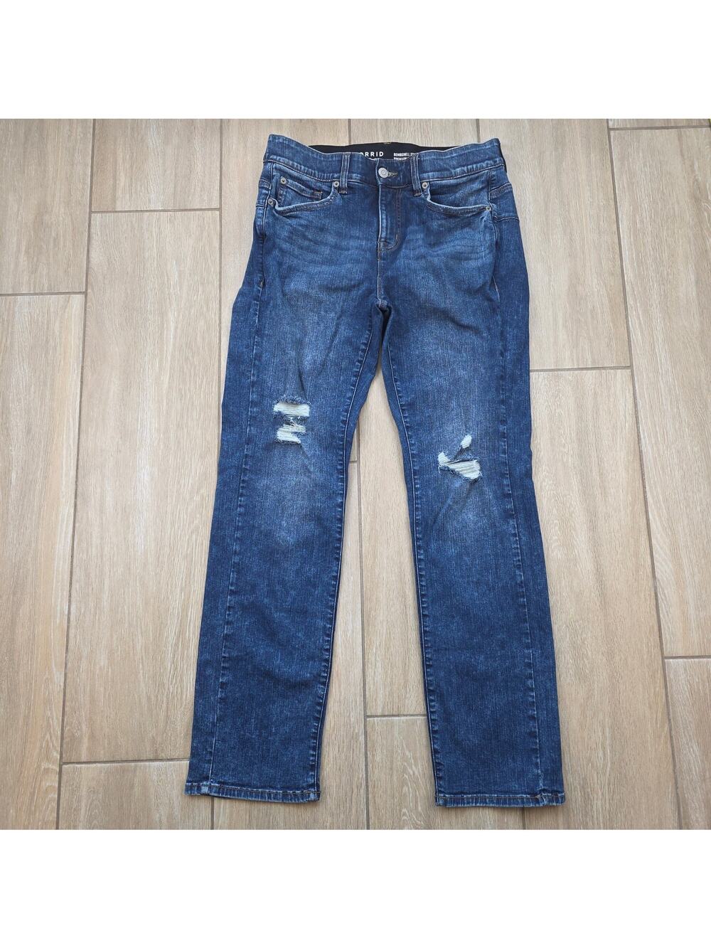 Torrid Bombshell Straight Jeans Womens 12T Tall Distressed Stretch Denim Blue